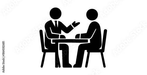 Business Meeting Interview Discussion Between Two Professionals At Office Table