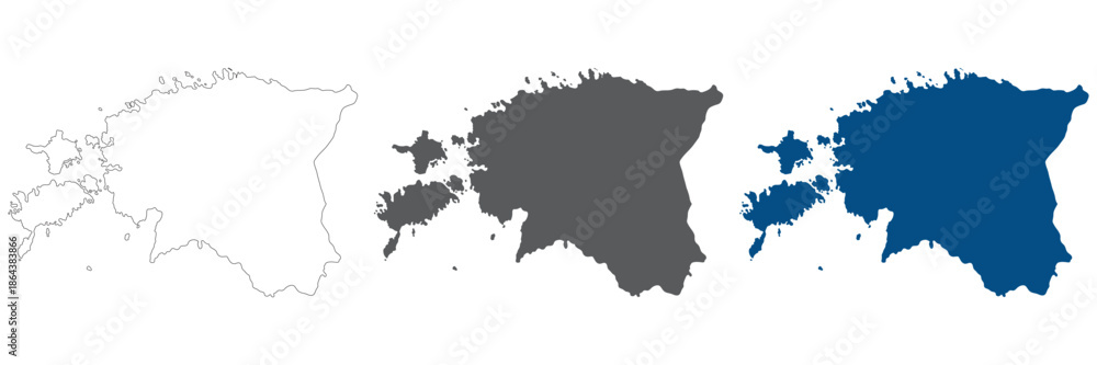 Obraz premium Estonia map plain set. Map of Estonia blank set.