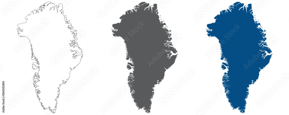 Φωτογραφία Greenland map plain set. Map of Greenland blank set.