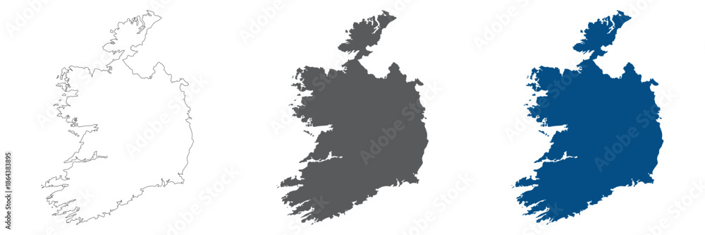 Obraz premium Ireland map plain set. Map of Ireland in blank set.
