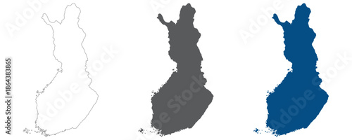 Finland map plain set. Map of Finland blank set.