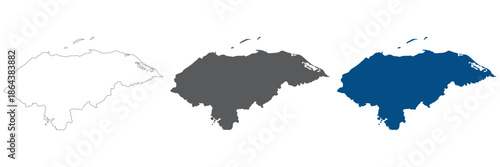 Honduras map plain set. Map of Honduras blank set.