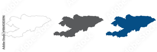 Kyrgyzstan map plain set. Map of Kyrgyzstan in blank set.