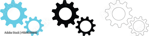 Gear and Cogwheel Icon Set, Settings, Configuration and System Process Vector