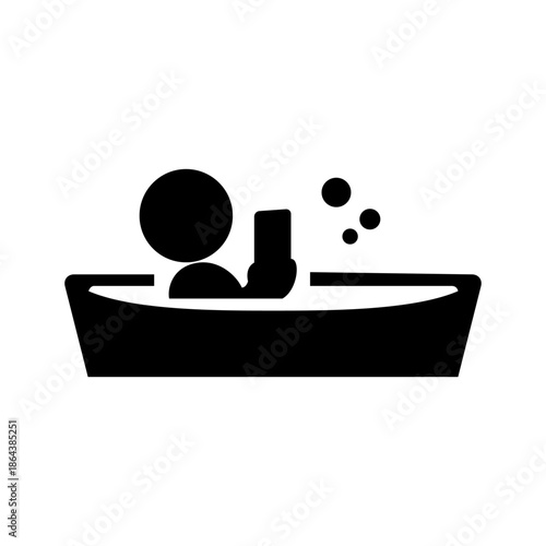 入浴しながらスマホを見ている人のアイコン