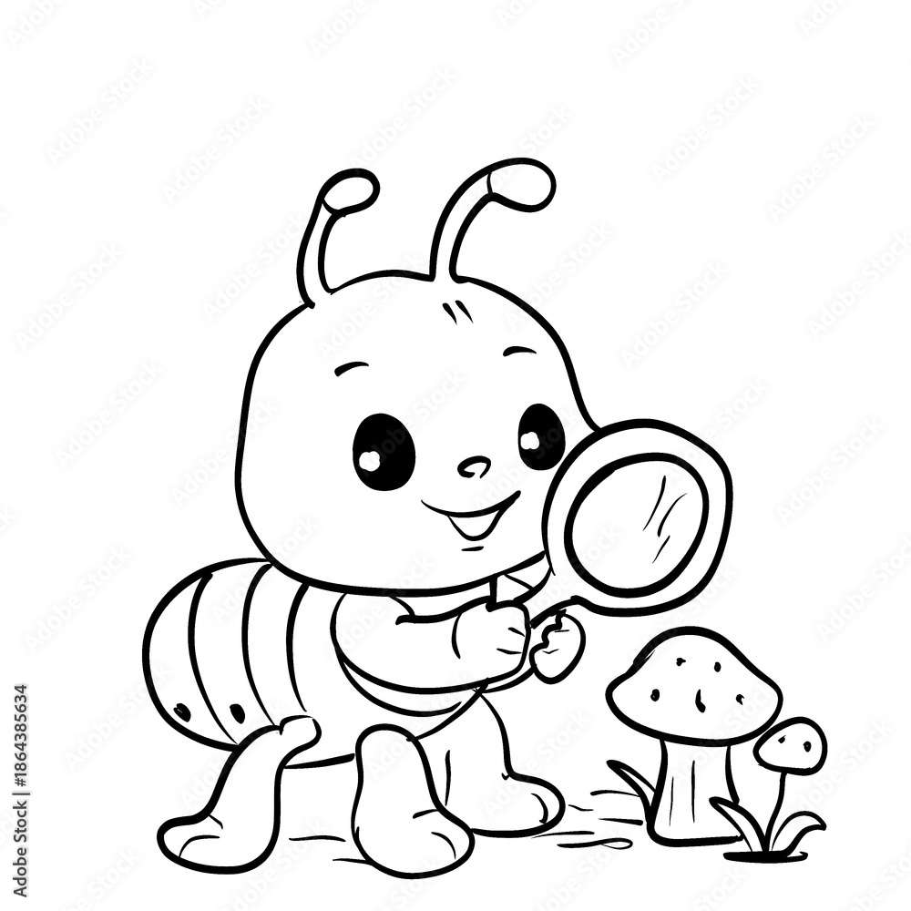 Fototapeta premium Cute Ant Line Drawing Coloring Page