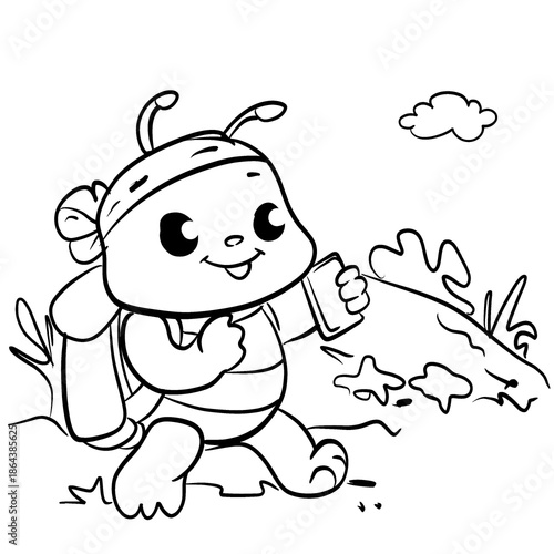 Happy Ant Coloring Page For Children