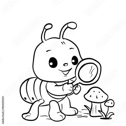 Cute Ant Line Drawing Coloring Page