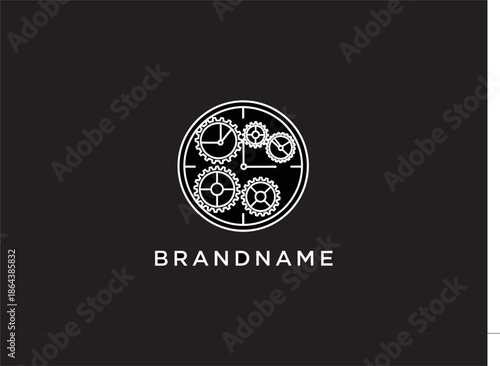 White Gears and Cogs Logo Design.