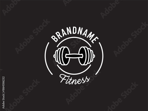 Fitness Logo with Dumbbell Icon Design.