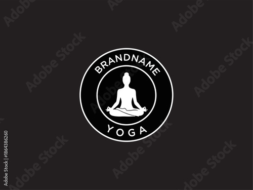 White Yoga Logo Design on Black.