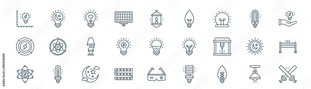 Εκτύπωση καμβά modern linear lighting icon set