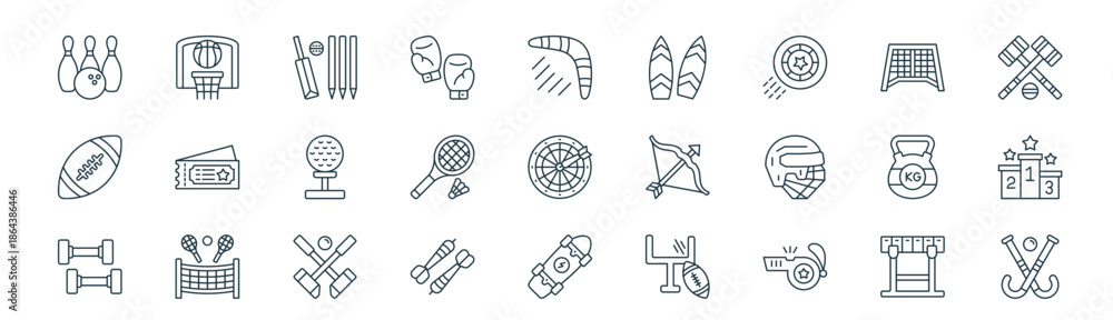 Εκτύπωση καμβά modern linear sports and games icon set