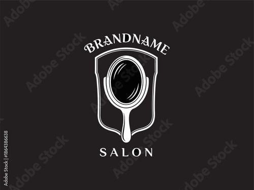 Salon Logo Design with Magnifying Glass.