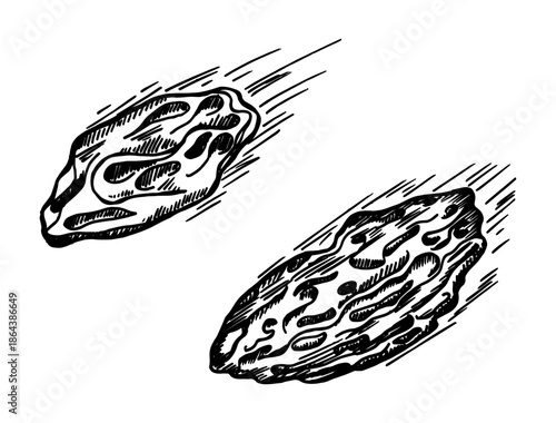 Flying meteorite sketch set