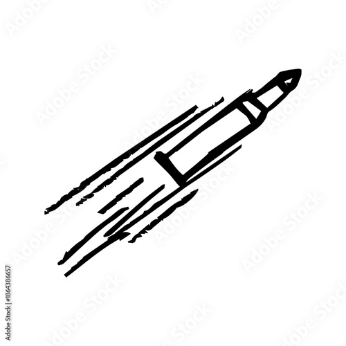 Flying bullet on a white background sketch isolated