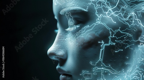 Futuristic cybernetic woman portrait