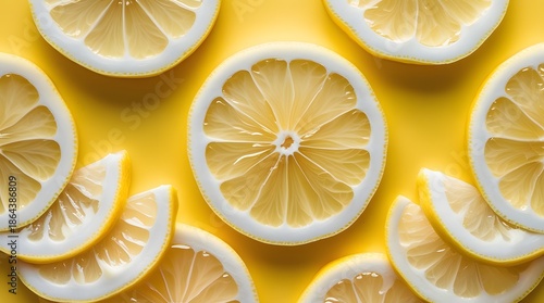 Fresh lemon slices on white background