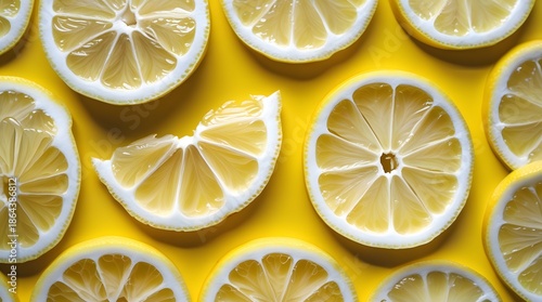 Lemon and lime slices on white background