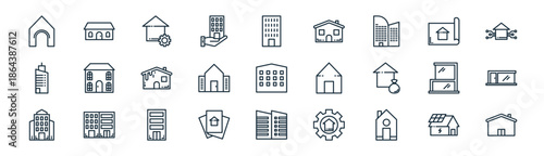 linear home icon pack. vector thin line icons collection such as home, home,