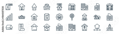 linear home icon pack. vector thin line icons collection such as home, home,