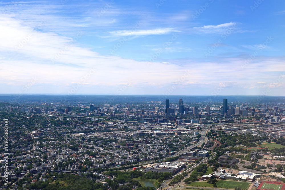 Fototapeta premium Panoramic General View of Boston and the surrounding area, Massachusetts