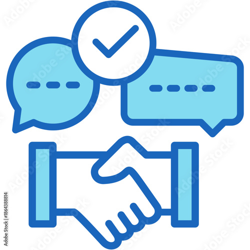 Negotiation blue icon