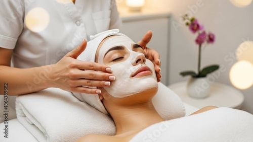young woman receiving facial massage