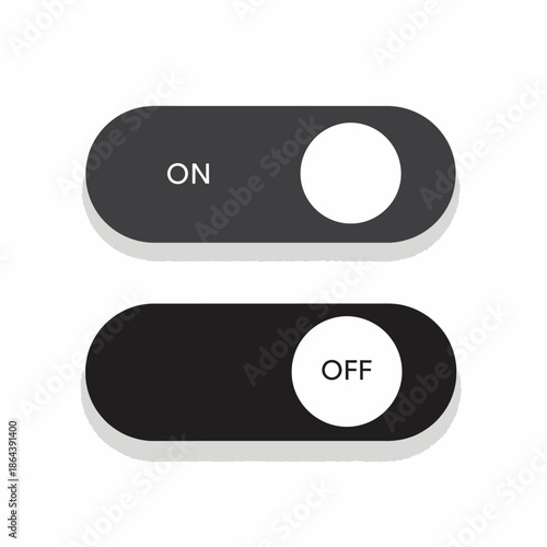 Minimalist toggle switch UI elements showing ON and OFF states