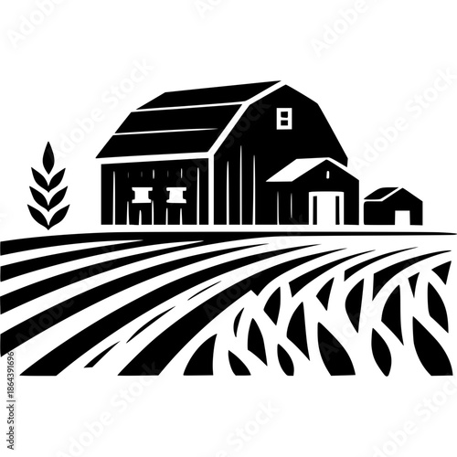 Farm Scene Icon Vector
