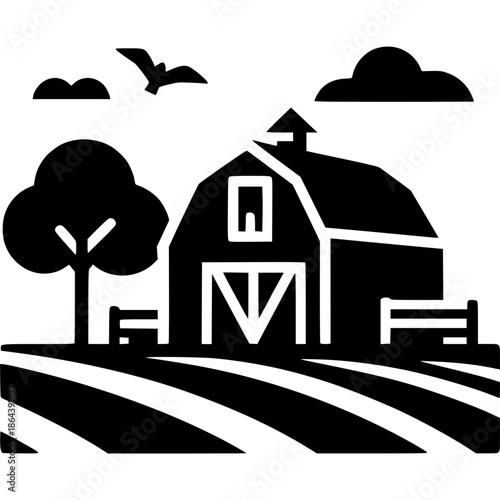 Farm Scene Icon Vector