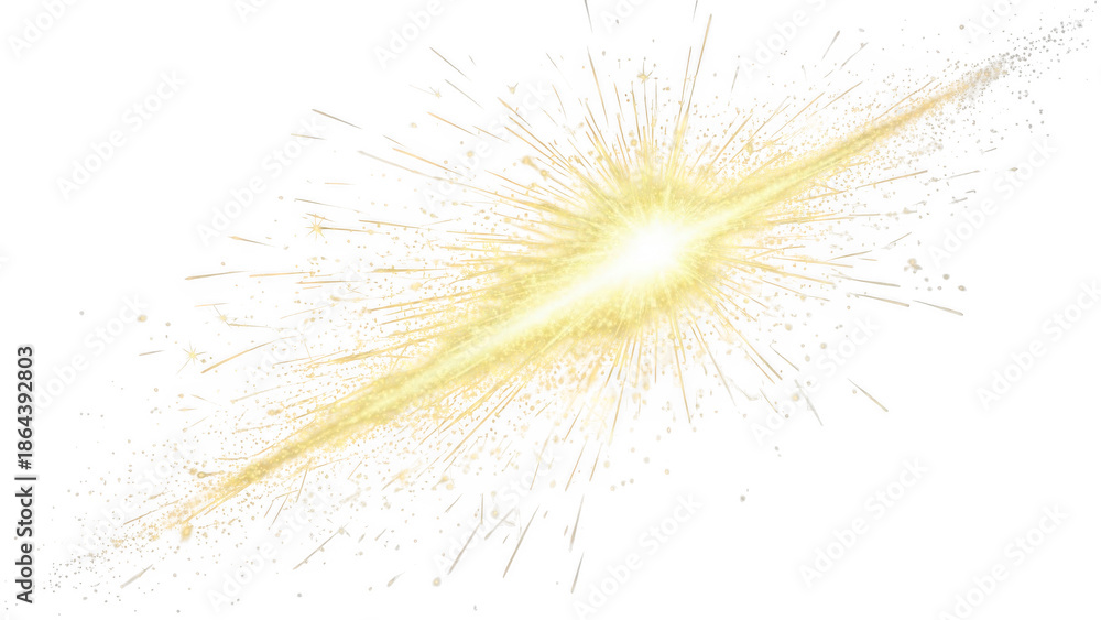 Obraz premium Radiant burst of golden light isolated on transparent background