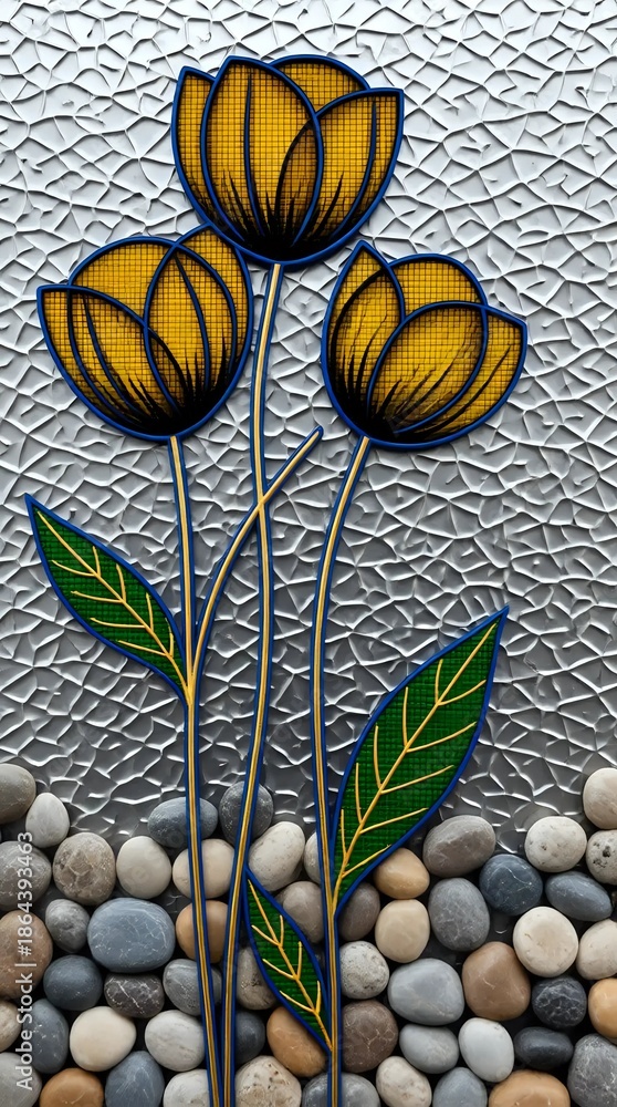 Naklejka premium Yellow flower on the stone