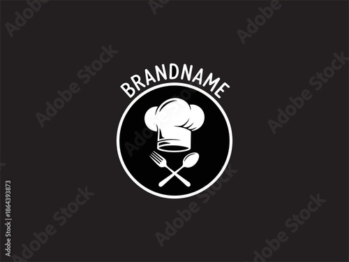 Chef Hat Logo with Utensils Design.