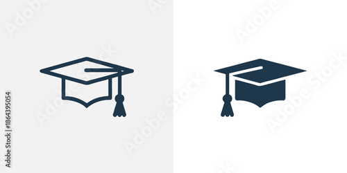 graduation cap symbols set dark blue mortarboard education icon