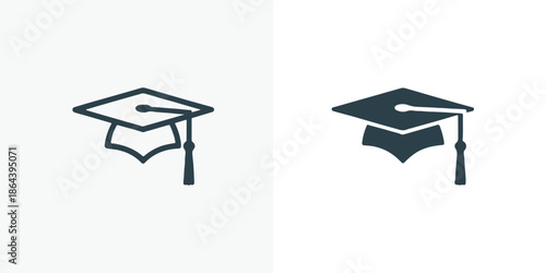 graduation mortarboard icon duo flat and detailed vector illustration