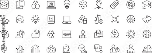 education outline icon set for university research teaching and study