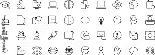 education icons collection minimal line icons for school and study