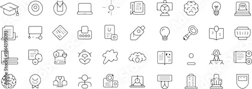 education icon set line style 40 icons for learning and research
