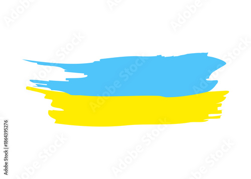 Ukrainian national flag in grunge style on a white background. The Ukrainian flag drawn with brush strokes. Vector illustration.