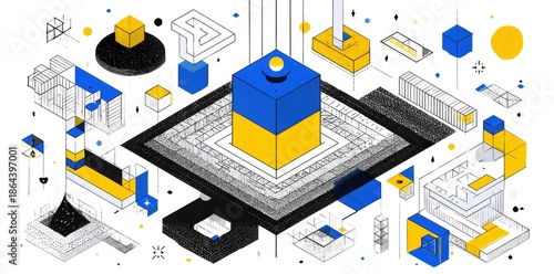 Abstract Geometric Shapes Design Composition