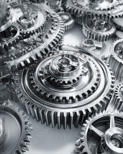 Interlocking Metal Gears Close Up