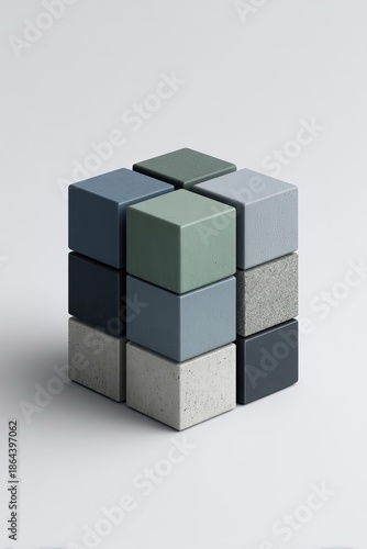 Geometric Composition Of Multi Colored Cubes