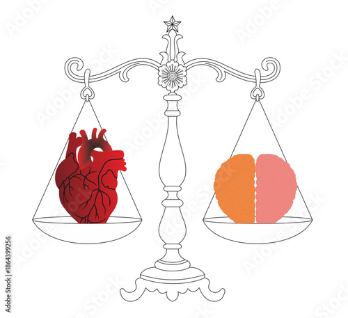 Logic and emotion balance concept