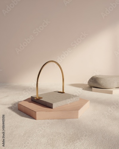 Geometric Display Stand With Golden Arch
