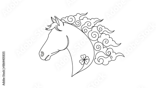 ornamental horse head with floral design