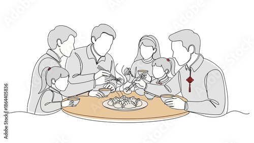 family sharing food together