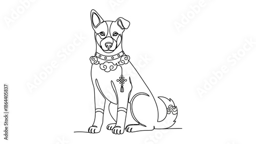dog sitting with collar and pendant