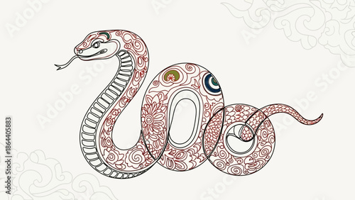ornate snake with floral pattern