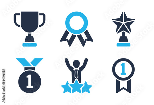 Awards and Achievement icon set. Solid glyph series icons